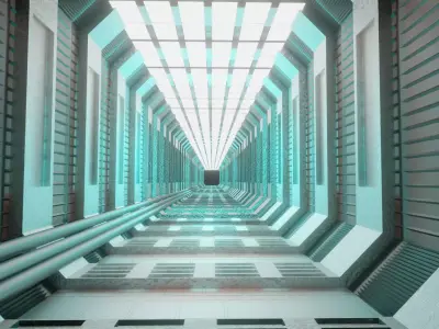 Sci-fi Hallway Design in Eevee 3D model