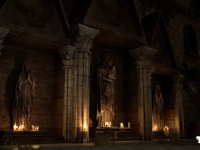 Gothic Street Environment Low-poly 3D model