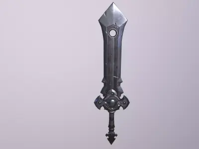 Silver sword 3D low poly model Low-poly 3D model