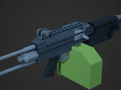 Stylized M249 LMG Low Poly Mobile Ready Low-poly 3D model