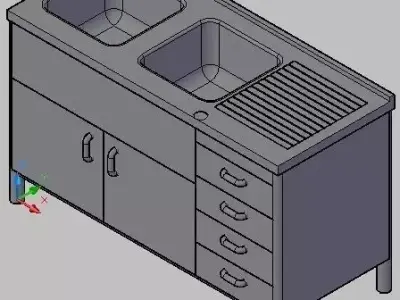 Double compartement kitchen sink Free 3D model