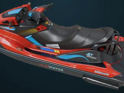 Jet Ski 01 Red Generic All PBR Unity UE Textures 3D model