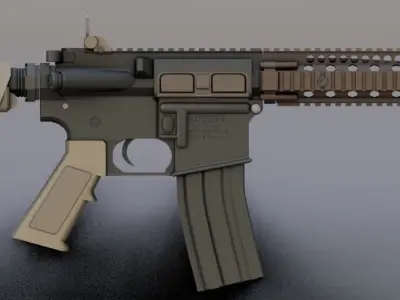 M4 CQBR MK18 with Customize Attachments Low-poly 3D model