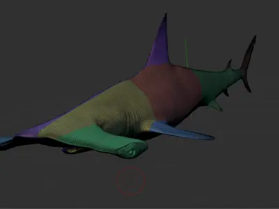 Realistic Hammerhead Shark 3D Model - High Poly and Low Poly  Low-poly 3D model