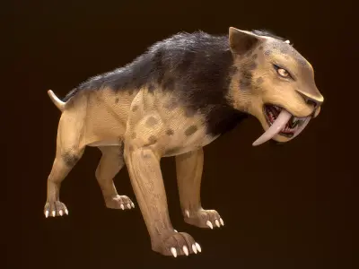 Sabertooth - Smilodon Rigged PBR  Low-poly 3D model