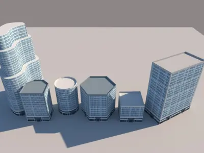 Low Poly Commercial Building Pack Low-poly 3D model