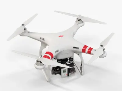 DJI Phantom 2 Quadcopter with GoPro HERO3 Low-poly 3D model