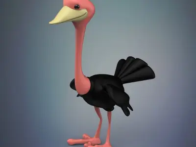 Cartoon Ostrich 3D model