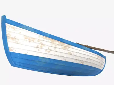 Old wooden white boat 3D model