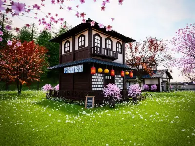 JAPAN TRADITIONAL BUILDING 002 Low-poly 3D model