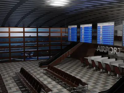 Airport interior Low-poly 3D model