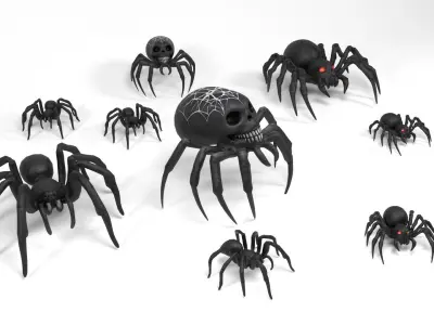 Halloween Spiders  Low-poly 3D model