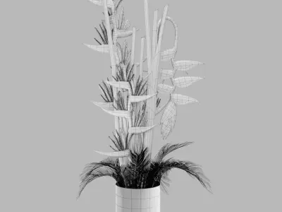 Plant 8 bird of paradise flower arrangement 3D model
