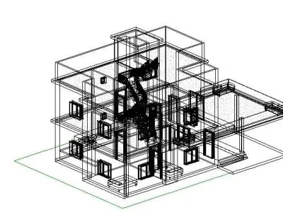 REVIT AND SKETCHUP DOUBLE STOREY HOUSE 3D model