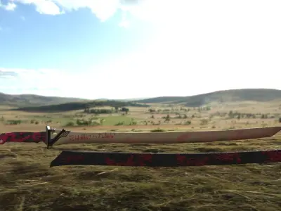 Japanese Katana Textured Free low-poly 3D model