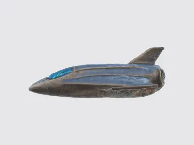 A sleek futuristic blue spacecraft 3D model