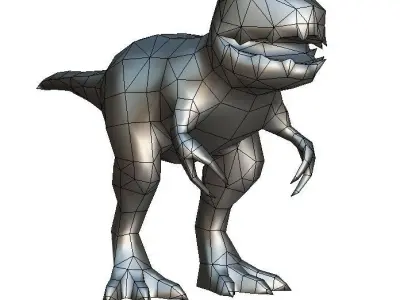 Lowpoly Cartoon Character Dino Strut Low-poly 3D model