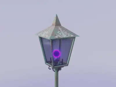 stylized steampunk lamp staff PBR Game ready Low-poly 3D model
