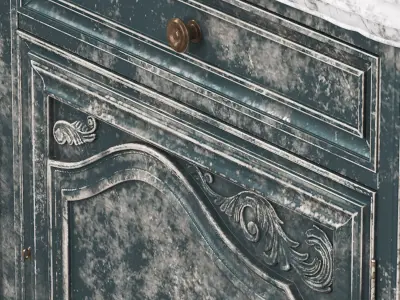 Old painted table Free 3D model