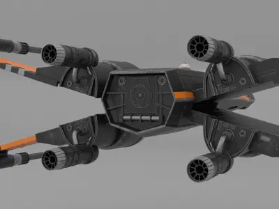Star Wars Black T70 X Wing Starfighter and BB8 rigged 3D model
