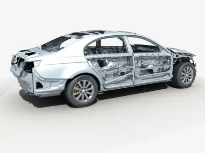 Car Frame with Chassis Engine 02 3D model