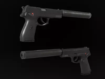 Low Poly Chinese QSZ-92 Pistol Low-poly 3D model