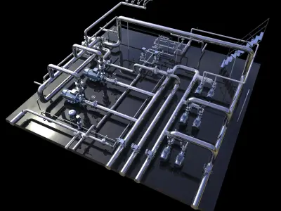 Industrial boiler room 3D model