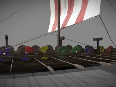 Viking long boat Low-poly 3D model