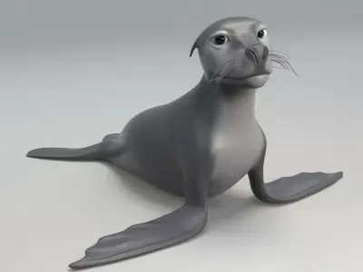 cartoon sea lion Low-poly 3D model