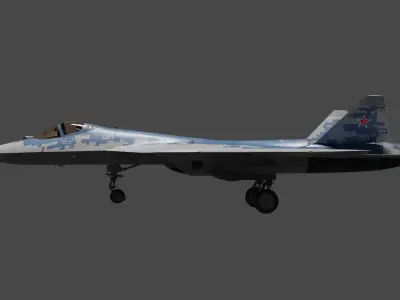 Sukhoi SU57 5th Gen Stealth Fighter Jet Low-poly 3D model