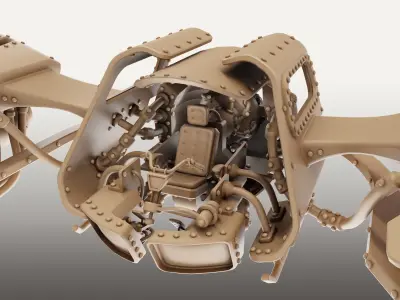 Lowpoly Steampunk Race Pod Low-poly 3D model