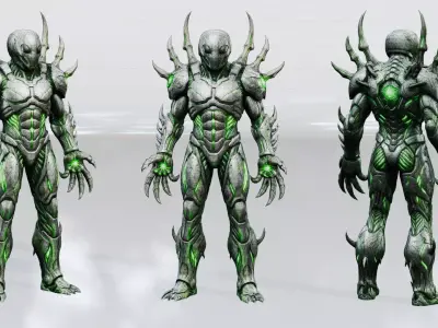 Sci-Fi Mutant Alien Creature Boss Character Low-poly 3D model