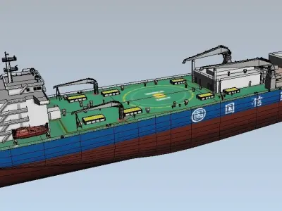 Farm-raised fish aquaculture vessel Guoxin-1 low-poly 3d model Low-poly 3D model