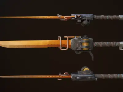 Fiery sword Free low-poly 3D model