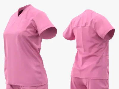 Female Medical Scrubs No Body Pink 3D model