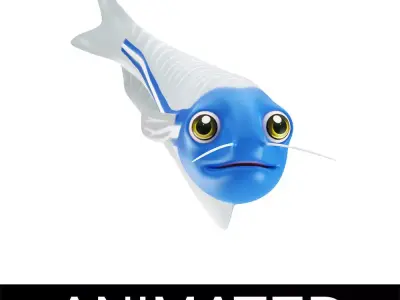 Glass Cat fish animated Low-poly 3D model