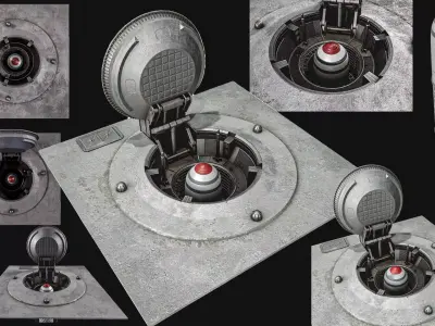 Missile Silo With Ballistic Missile Low-poly 3D model