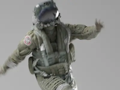 FLIGHT SUIT Fighter Pilot Rigged Low-poly 3D model