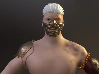 Demonic Samurai Warrior - Stylized Game Ready Character Low-poly 3D model