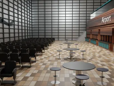 Airport Departures Lounge Low-poly 3D model