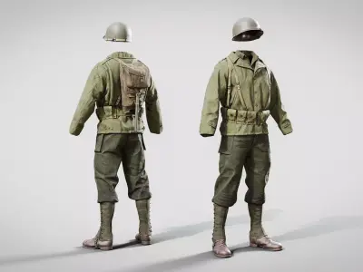 US WWII Infantry Soldier 3D model