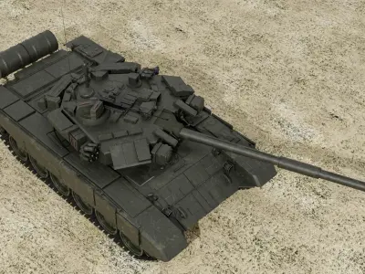 Lowpoly PBR T-90 Russian Tank Low-poly 3D model