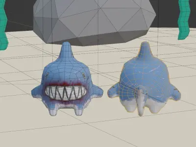 Lowpoly 3D Stuffed Shark Pack Low-poly 3D model
