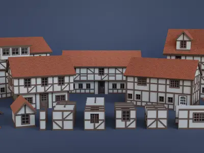 Stylized Modular European Building Kit 3D model