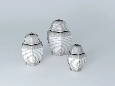 potiches Chinese chinese urns garnish Free 3D model