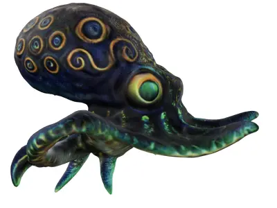 Bioluminescent octopus-squid Free low-poly 3D model
