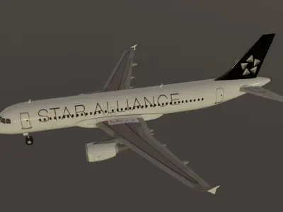 Star Alliance airbus a320-214 low poly 3D model Low-poly 3D model