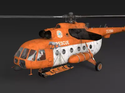 Rescue helicopter Low-poly 3D model