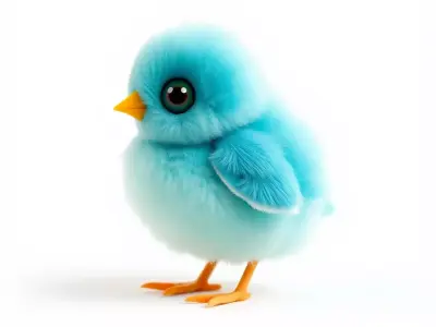 Adorable Bluebird Fluffy model pack Low-poly 3D model