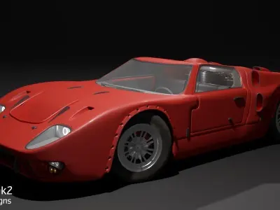 GT40 with Full Interior and Engine Free 3D model